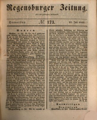 Regensburger Zeitung Donnerstag 22. Juli 1841