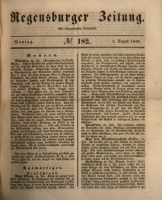 Regensburger Zeitung Montag 2. August 1841