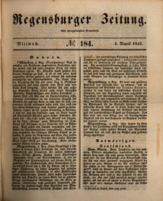 Regensburger Zeitung Mittwoch 4. August 1841