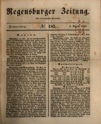 Regensburger Zeitung Donnerstag 5. August 1841