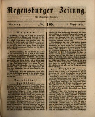 Regensburger Zeitung Montag 9. August 1841