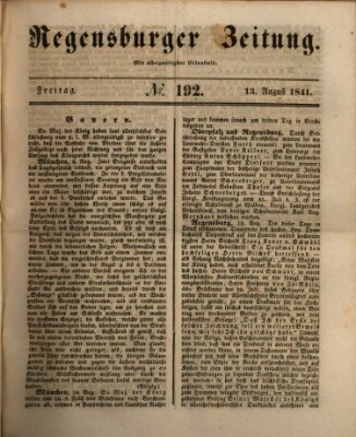 Regensburger Zeitung Freitag 13. August 1841