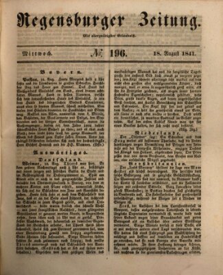 Regensburger Zeitung Mittwoch 18. August 1841
