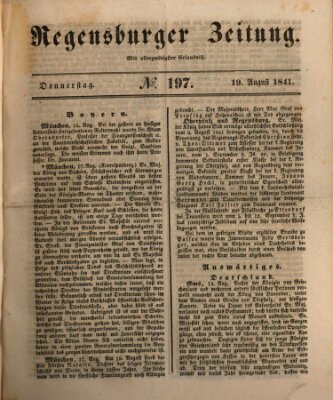 Regensburger Zeitung Donnerstag 19. August 1841