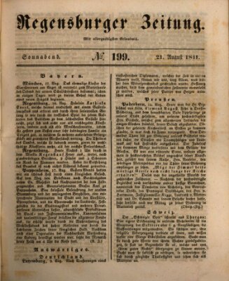 Regensburger Zeitung Samstag 21. August 1841