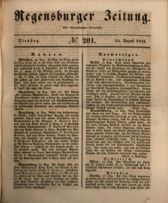 Regensburger Zeitung Dienstag 24. August 1841