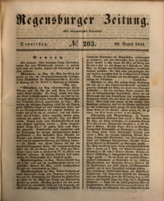 Regensburger Zeitung Donnerstag 26. August 1841