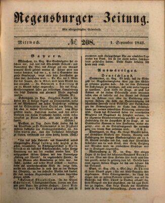 Regensburger Zeitung Mittwoch 1. September 1841