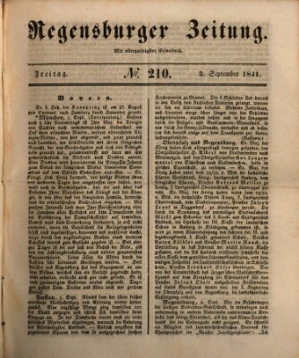 Regensburger Zeitung Freitag 3. September 1841