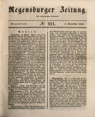 Regensburger Zeitung Samstag 4. September 1841