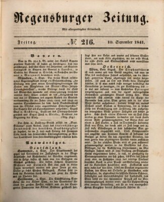 Regensburger Zeitung Freitag 10. September 1841