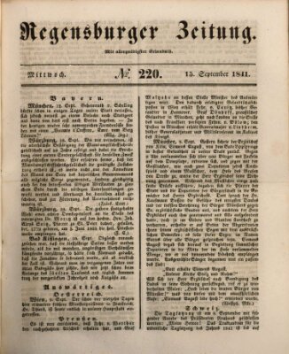 Regensburger Zeitung Mittwoch 15. September 1841
