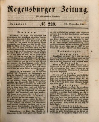 Regensburger Zeitung Samstag 25. September 1841