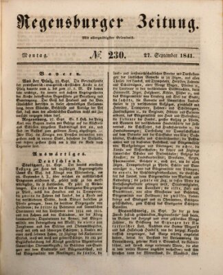 Regensburger Zeitung Montag 27. September 1841