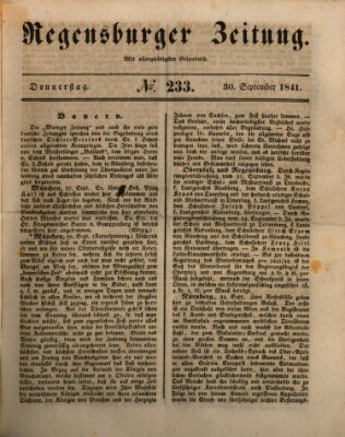 Regensburger Zeitung Donnerstag 30. September 1841