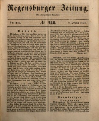 Regensburger Zeitung Freitag 8. Oktober 1841