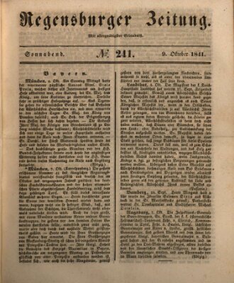 Regensburger Zeitung Samstag 9. Oktober 1841