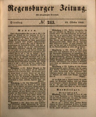 Regensburger Zeitung Dienstag 12. Oktober 1841