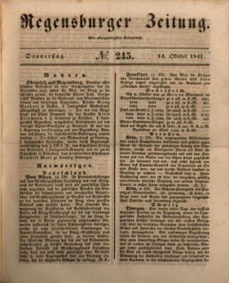 Regensburger Zeitung Donnerstag 14. Oktober 1841