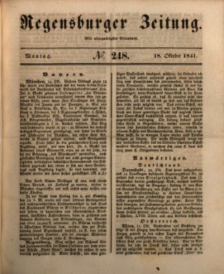 Regensburger Zeitung Montag 18. Oktober 1841