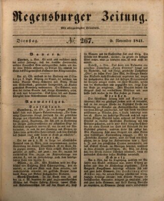 Regensburger Zeitung Dienstag 9. November 1841