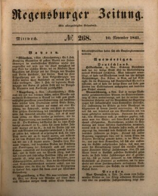 Regensburger Zeitung Mittwoch 10. November 1841