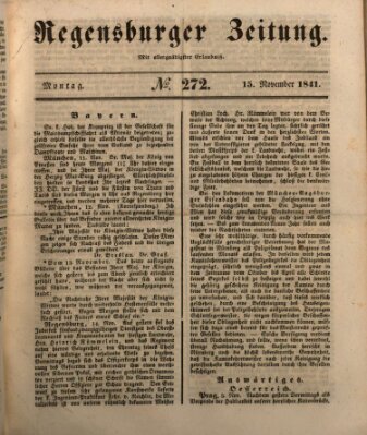 Regensburger Zeitung Montag 15. November 1841