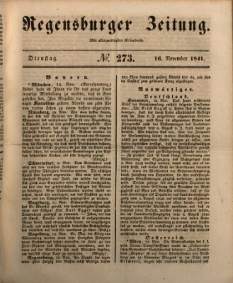 Regensburger Zeitung Dienstag 16. November 1841