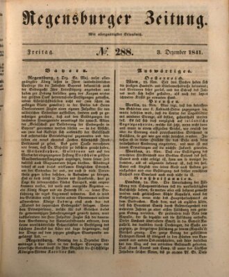 Regensburger Zeitung Freitag 3. Dezember 1841