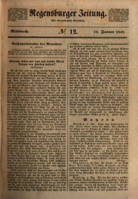 Regensburger Zeitung Mittwoch 12. Januar 1842