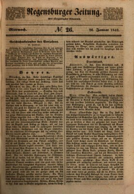 Regensburger Zeitung Mittwoch 26. Januar 1842