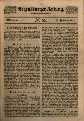 Regensburger Zeitung Mittwoch 23. Februar 1842