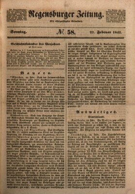 Regensburger Zeitung Sonntag 27. Februar 1842