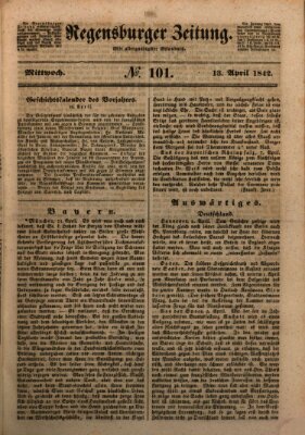 Regensburger Zeitung Mittwoch 13. April 1842