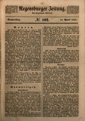 Regensburger Zeitung Donnerstag 14. April 1842