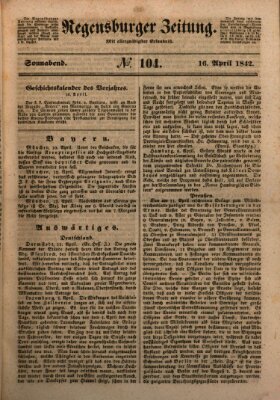 Regensburger Zeitung Samstag 16. April 1842