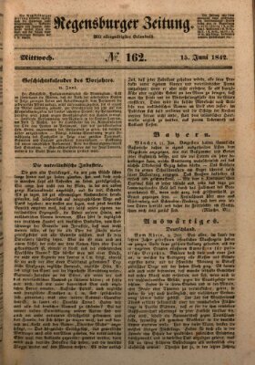 Regensburger Zeitung Mittwoch 15. Juni 1842