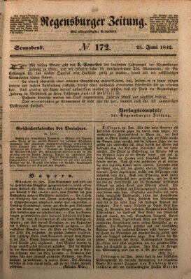 Regensburger Zeitung Samstag 25. Juni 1842