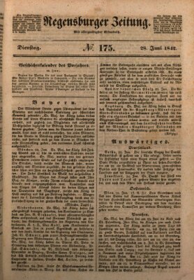 Regensburger Zeitung Dienstag 28. Juni 1842