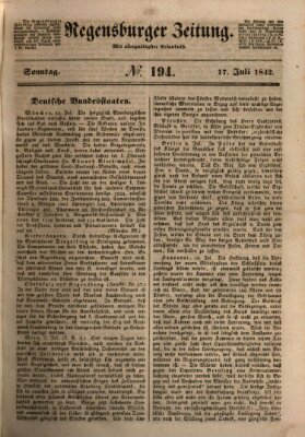 Regensburger Zeitung Sonntag 17. Juli 1842