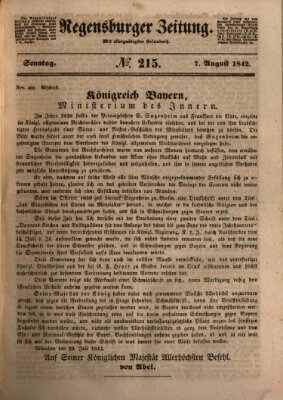 Regensburger Zeitung Sonntag 7. August 1842