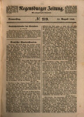 Regensburger Zeitung Donnerstag 11. August 1842