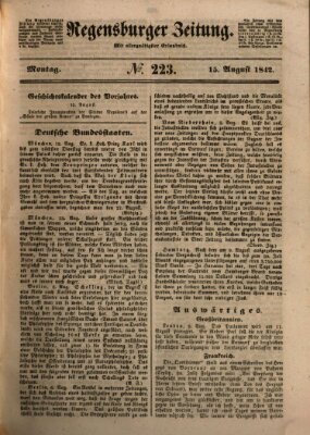 Regensburger Zeitung Montag 15. August 1842