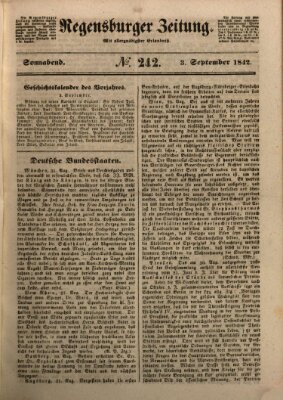 Regensburger Zeitung Samstag 3. September 1842