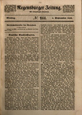 Regensburger Zeitung Montag 5. September 1842