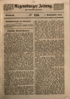 Regensburger Zeitung Mittwoch 7. September 1842