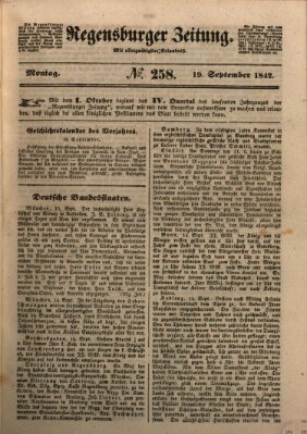 Regensburger Zeitung Montag 19. September 1842