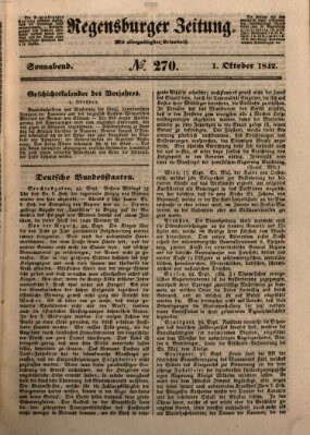 Regensburger Zeitung Samstag 1. Oktober 1842