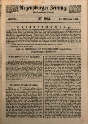 Regensburger Zeitung Freitag 14. Oktober 1842