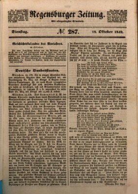 Regensburger Zeitung Dienstag 18. Oktober 1842